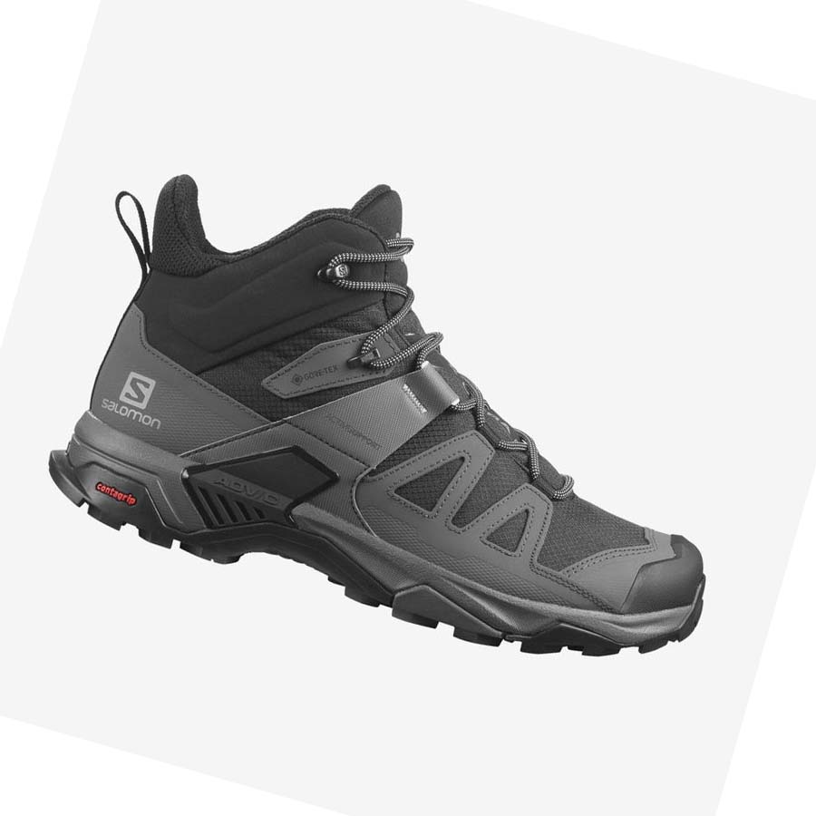 Salomon X ULTRA 4 MID WIDE GORE-TEX Erkek Yürüyüş Ayakkabısı Siyah Mavi | TR 3623GSO